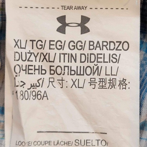 Under Armour UA Shirt SS Golf Hike Heat Gear Button Up Plaid Men’s Blue Size XL - Picture 12 of 14